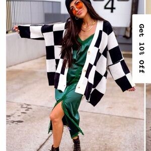 Dressed in LALA Bold Black and White Cardigan